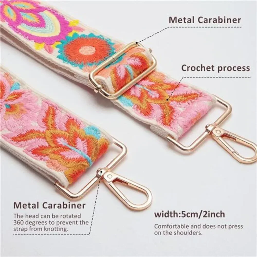 Snycler Wide Purse Straps Crochet Flower Replacement Crossbody for Handbag
